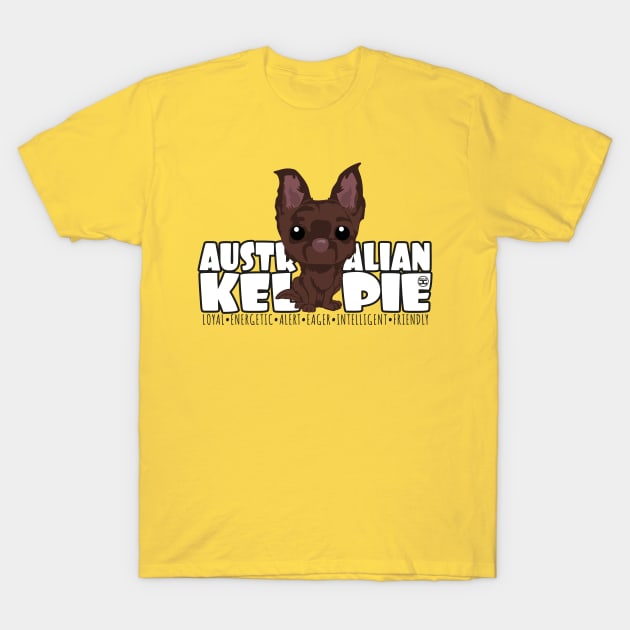 Kelpie (Brown) - DGBigHead T-Shirt by DoggyGraphics